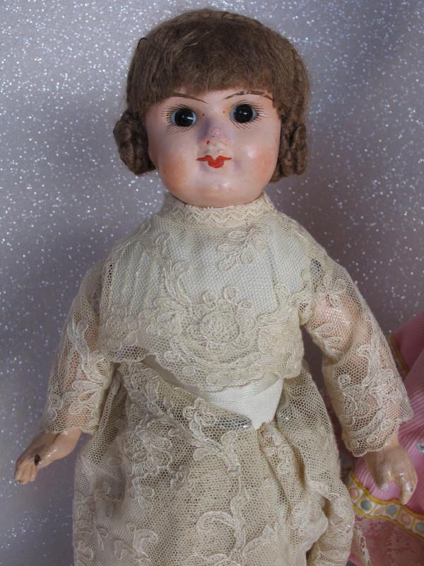 Child Plaster composition 1920s 36cm.  Applied mohair (1 of 1)