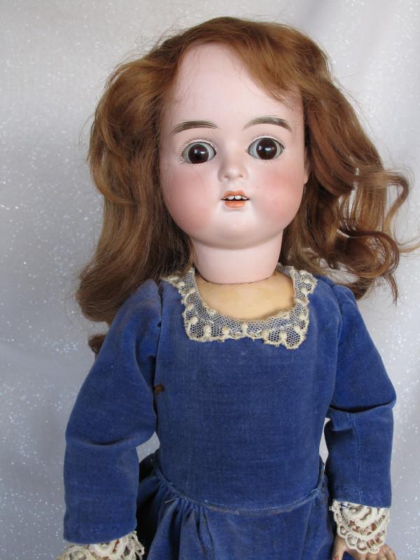 German Kammer & Reinhardt 191 Child c1900 bisque 19": German Kammer & Reinhardt 191 Child c1900 bisque 19" (48cm) . Brown glass sleep eyes, angled lashes, gloss feathered brows, open pink mouth with peak accents, four upper teeth . Ball jointed compositi