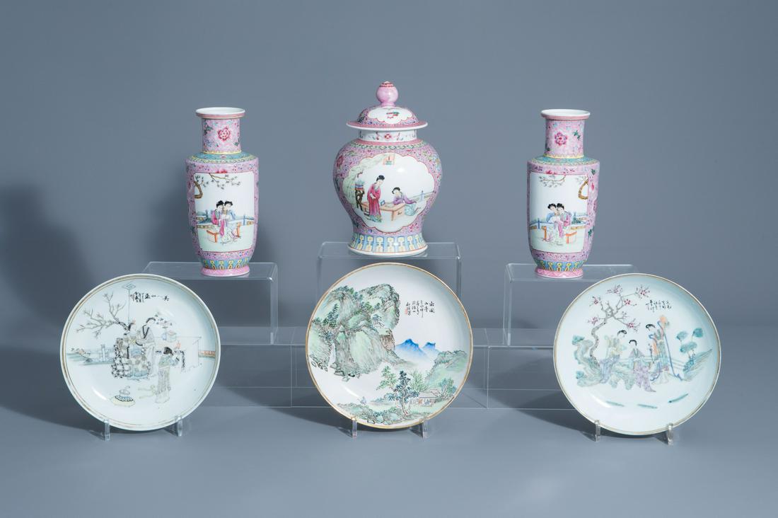 Three Chinese qianjiang cai dishes and three famille (1 of 9)