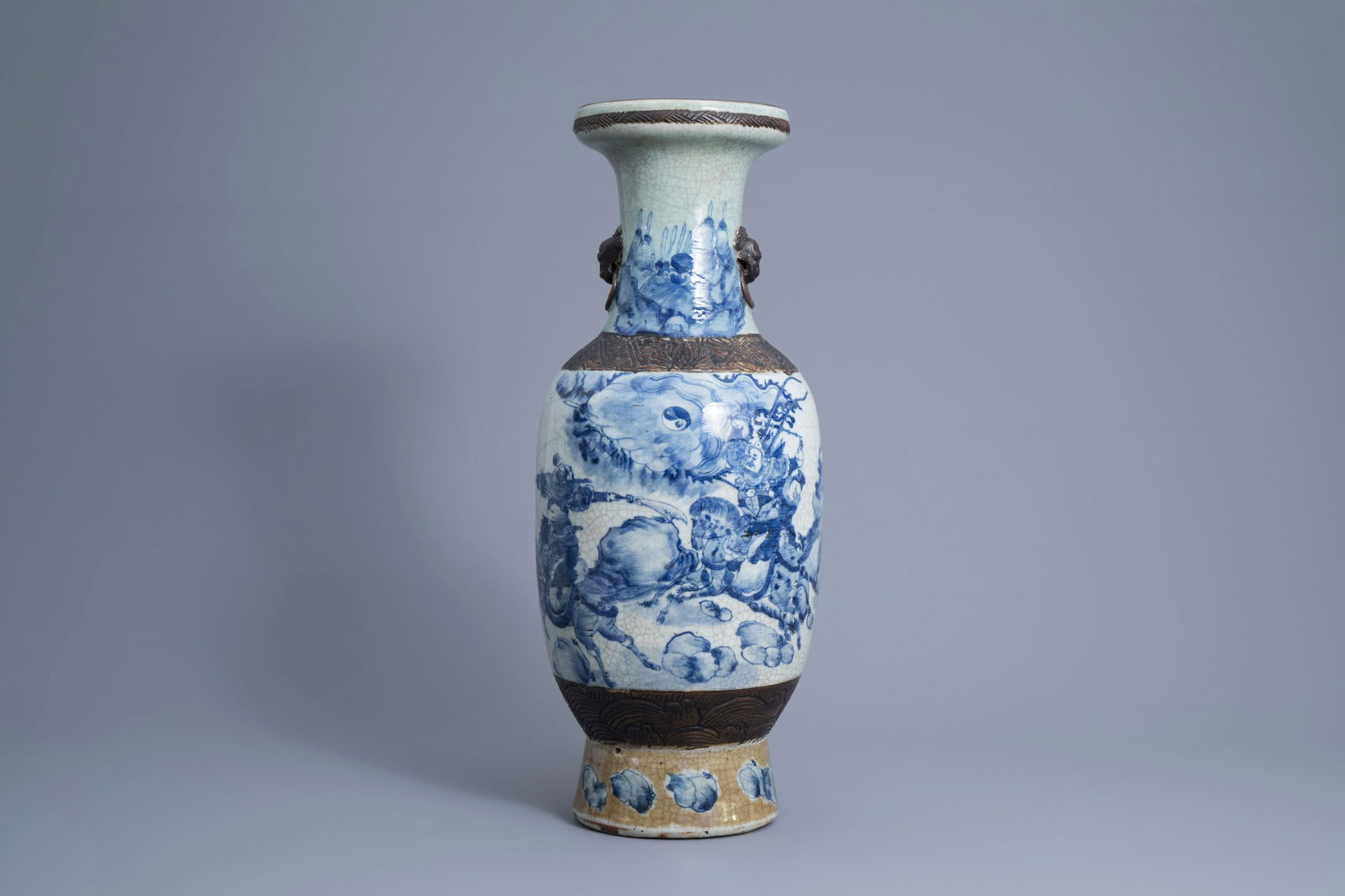 A Chineese blue and white Nanking crackle-glazed vase, (1 of 4)