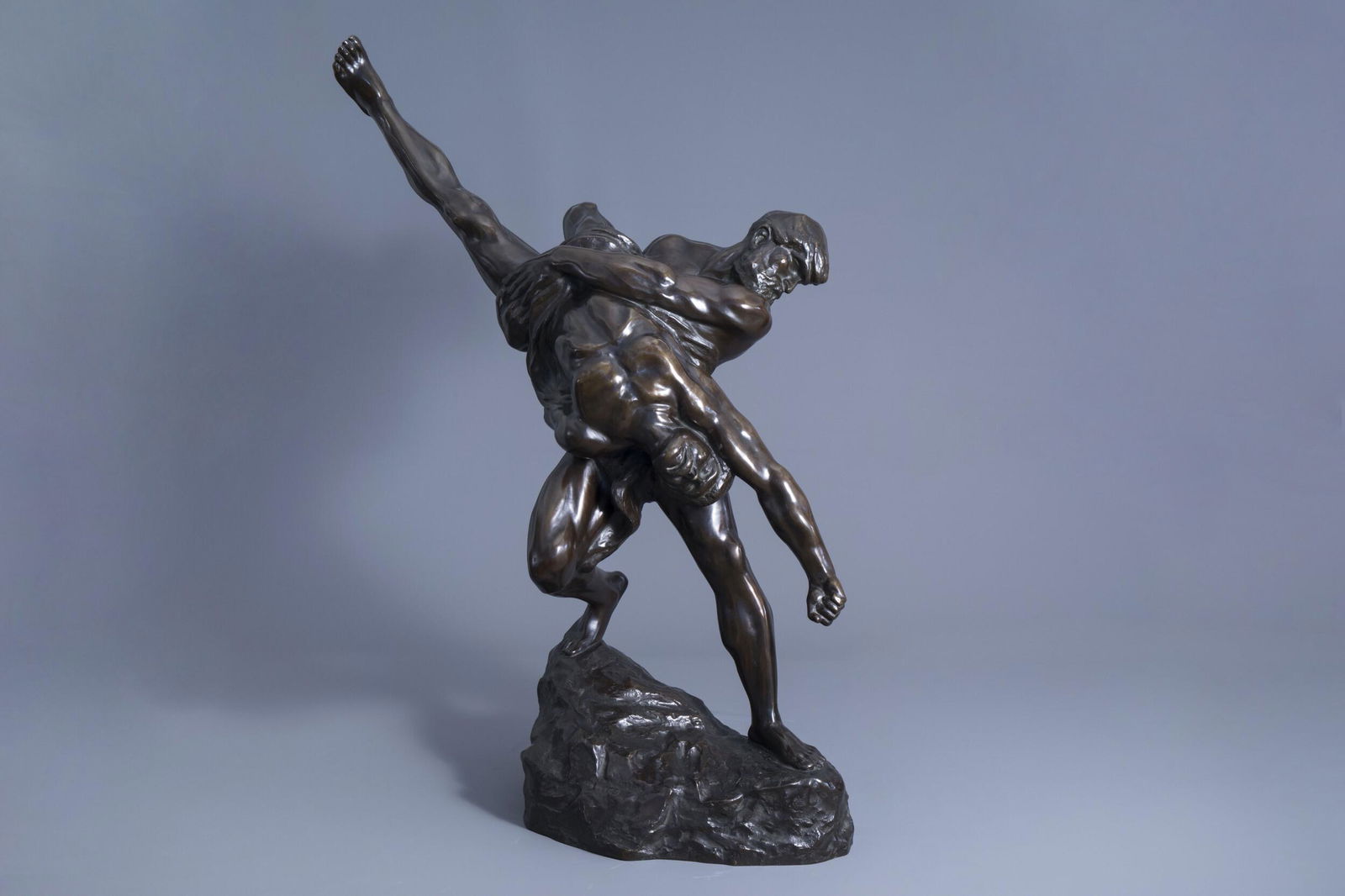 Jef Lambeaux (1852-1908): 'Les lutteurs', patinated: Full title: Jef Lambeaux (1852-1908): 'Les lutteurs', patinated bronze Description: H 115,5 cm The sculpture marked 'G. Wins / Foundeur / Bruxelles'. Condition:Please contact us to let us know which l