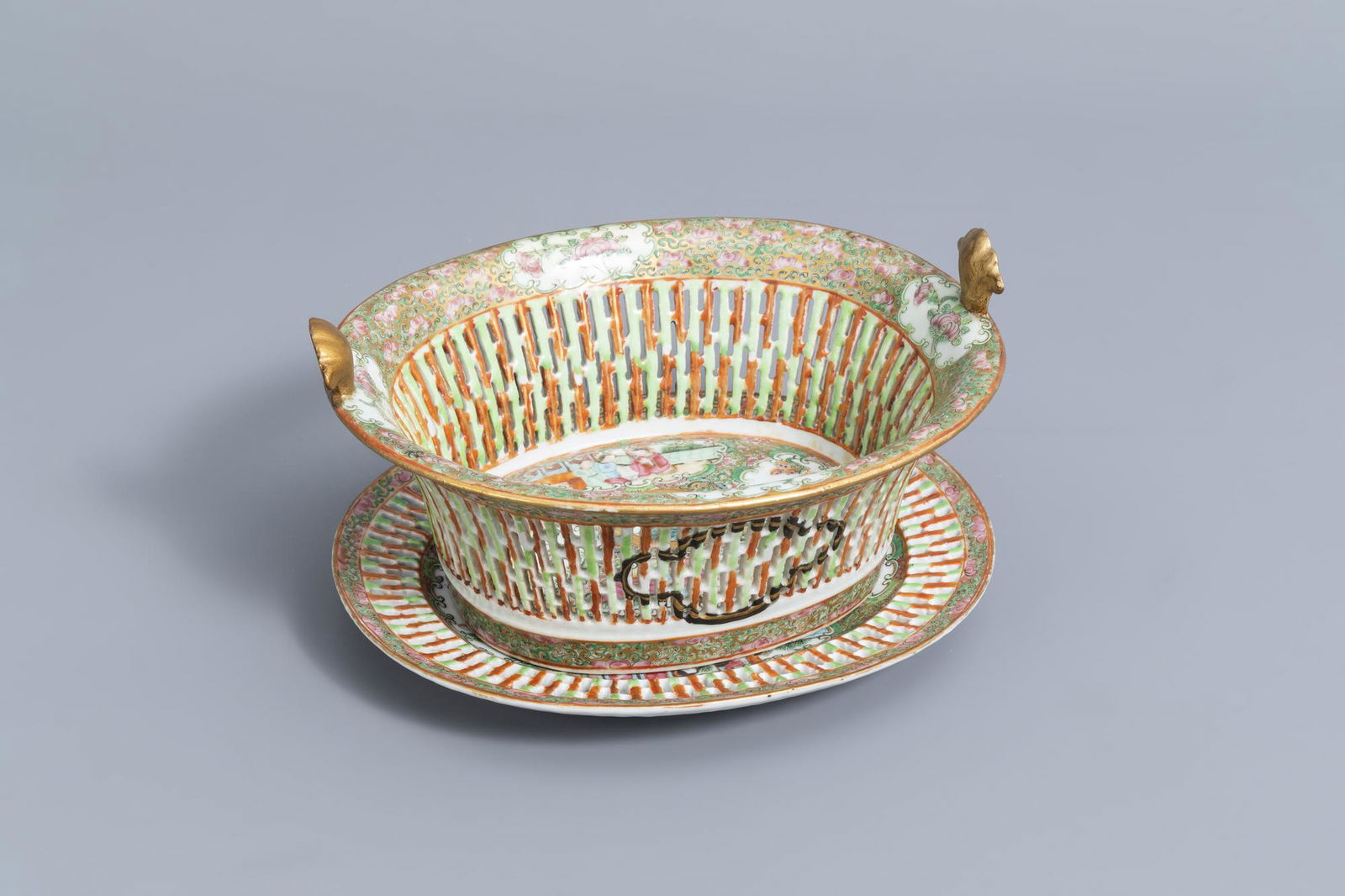 A reticulated Chinese Canton famille rose basket on (1 of 9)