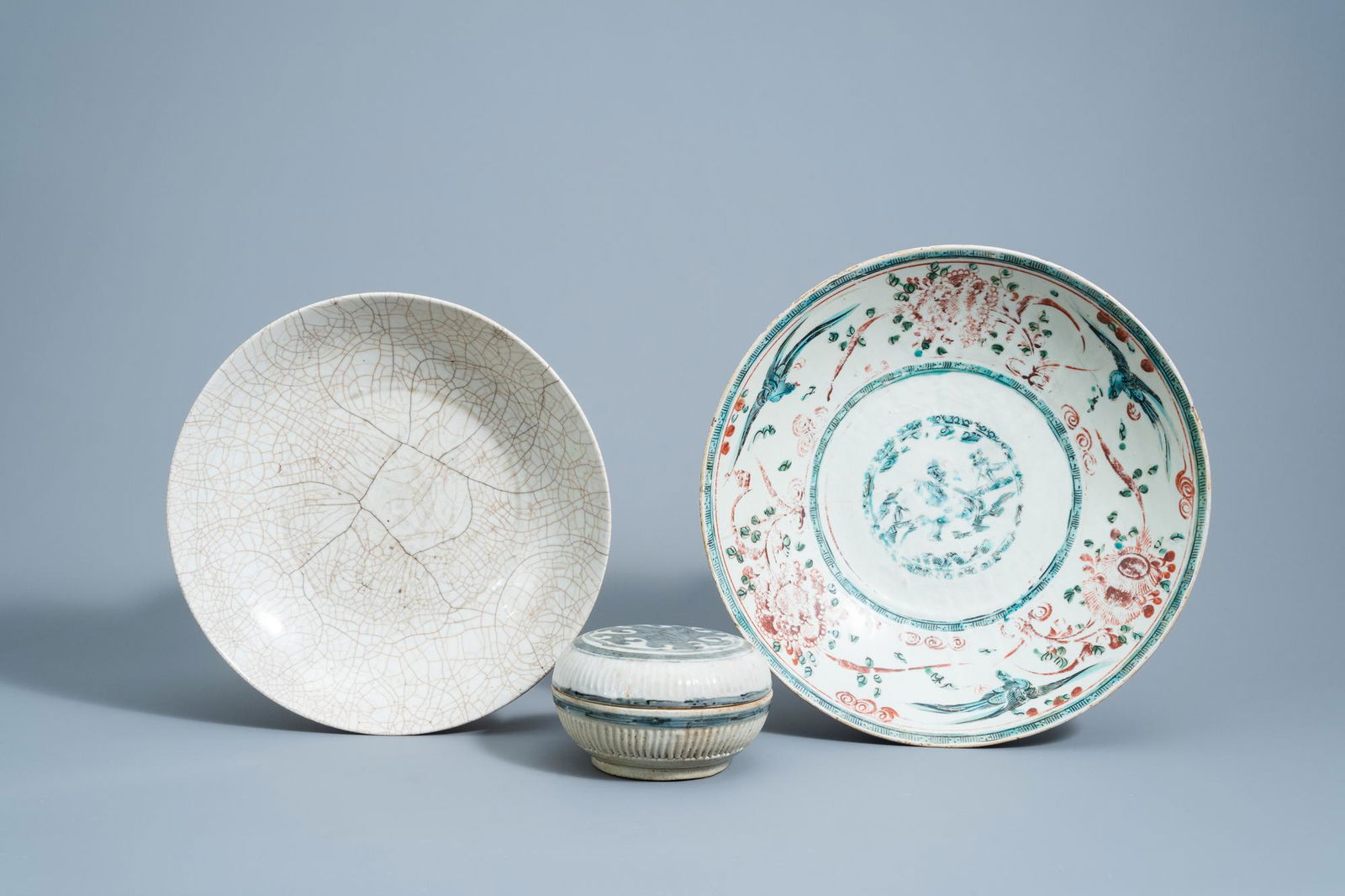 Two various Chinese Swatow chargers and a blue and (1 of 5)