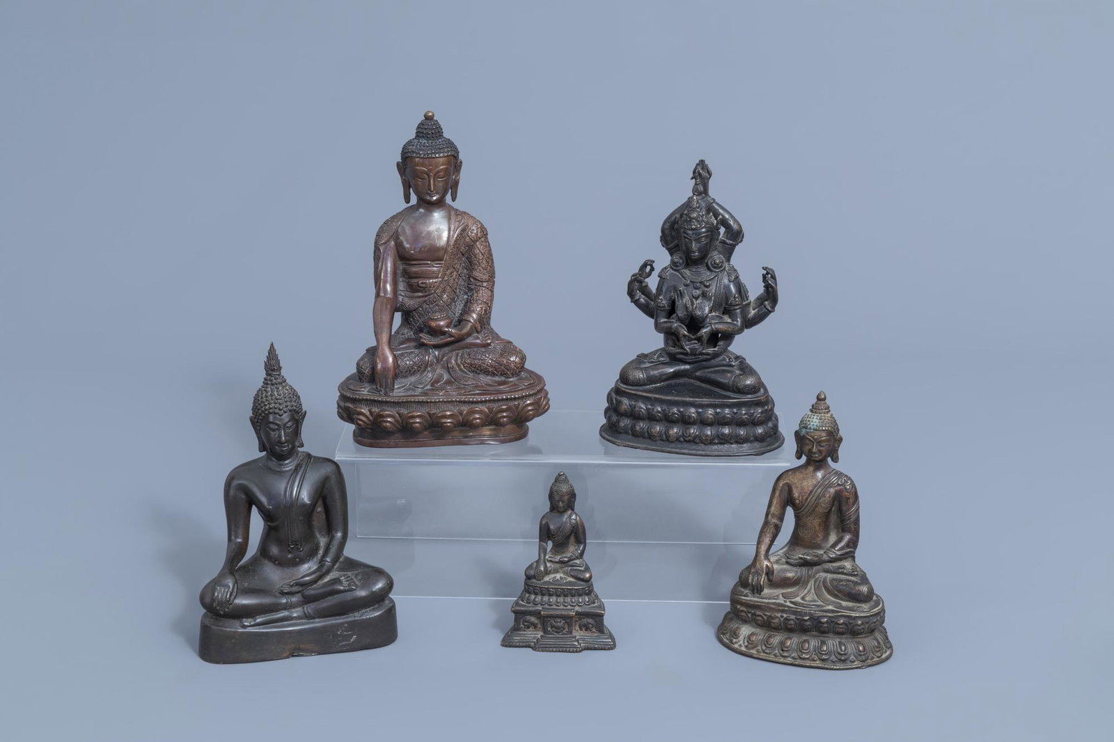 Five bronze figures of Buddha, China and Southeast (1 of 13)