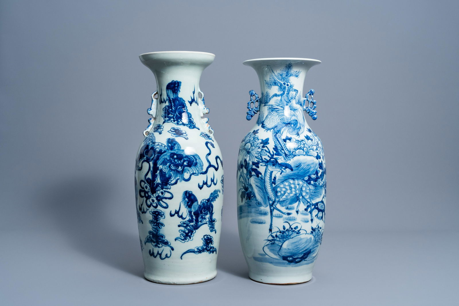 Two Chinese blue and white celadon ground vases with (1 of 6)