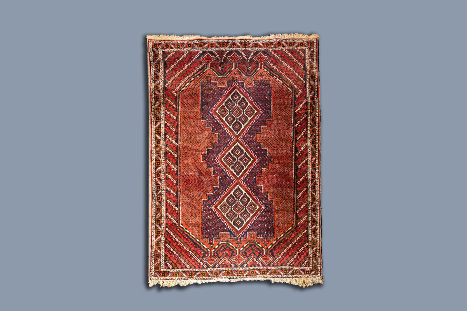 A Persian Afshar rug, wool on cotton, 19th C. (1 of 3)