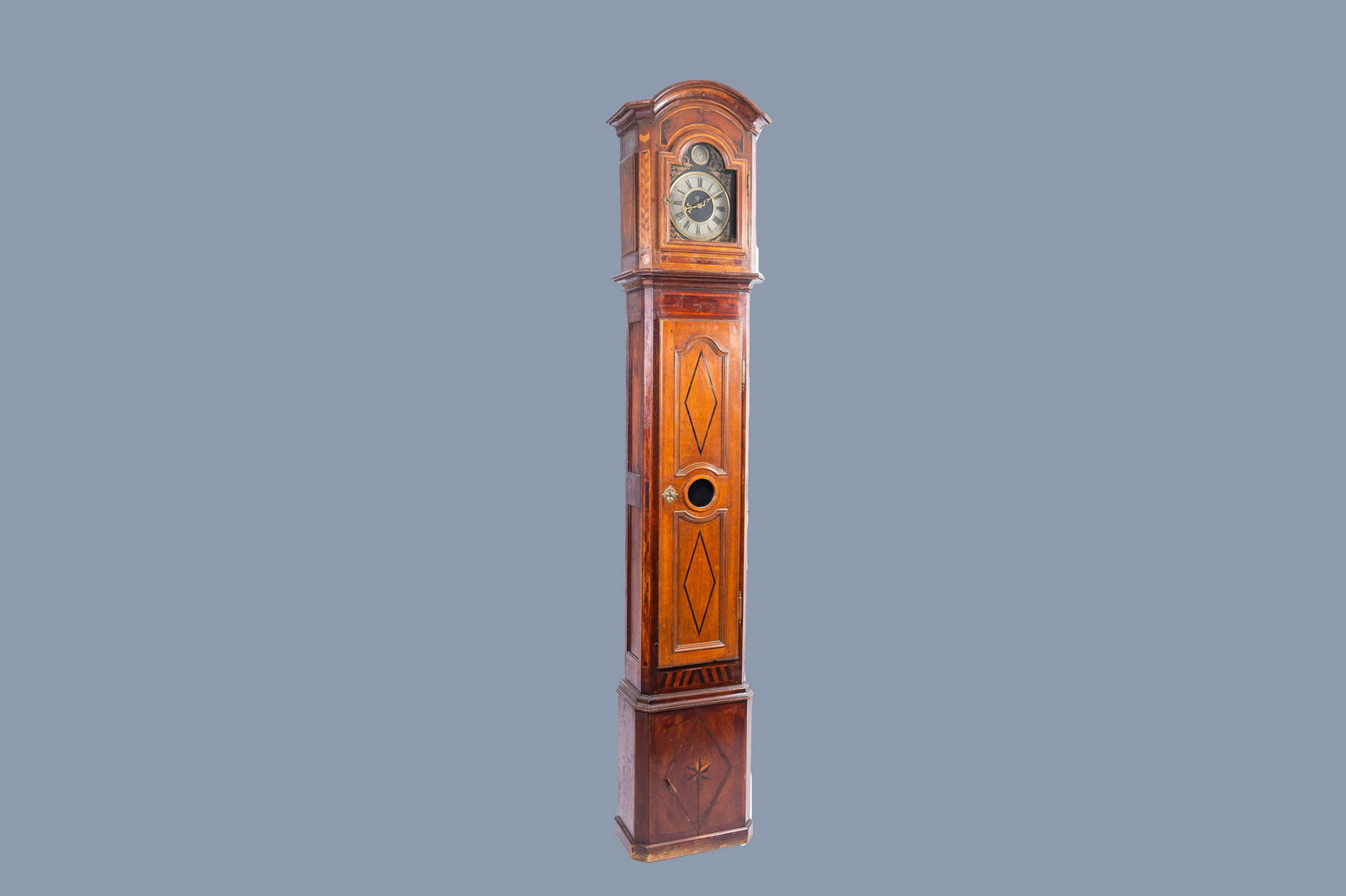 A large French wood longcase clock with various wood (1 of 11)