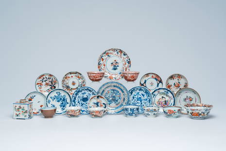 A varied collection of blue and white, Imari, famille rose and verte porcelain, China and Japan,: Full title: A varied collection of blue and white, Imari, famille rose and verte porcelain, China and Japan, 17th C. and later Description: Dia.: 16,4 - 9,5 cm (the largest and the smallest