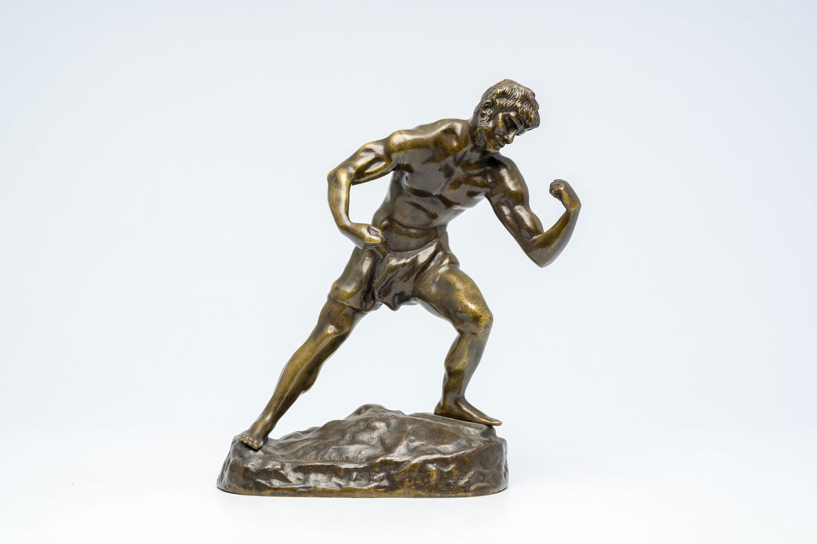 Jef Lambeaux (1852-1908): The boxer, brown patinated bronze: Jef Lambeaux (1852-1908): The boxer, brown patinated bronze H 40,7 cm With an unreadable foundry mark, most probably 'Usine des bronzes R. Debraz Bruxelles'.