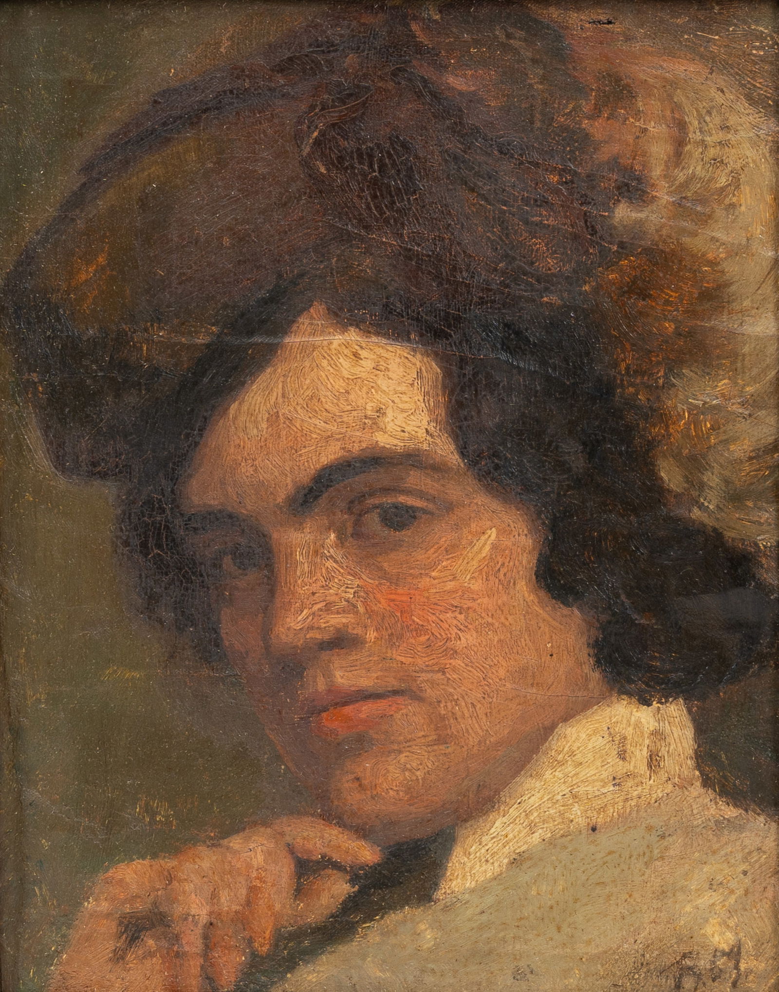 Monogrammed B.M., in the manner of Berthe Morisot (1841-1895): Portrait of a lady, oil on canvas: Monogrammed B.M., in the manner of Berthe Morisot (1841-1895): Portrait of a lady, oil on canvas Work: 36 x 28,3 cm Frame: 53,5 x 45 cm