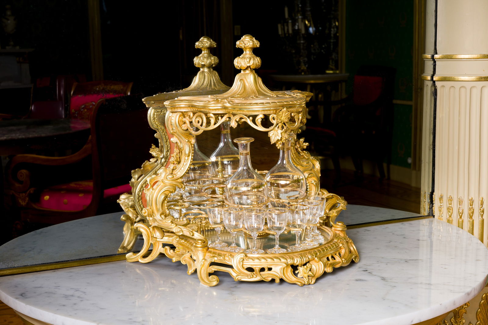 A fine French gilt bronze and Baccarat crystal liquor set, Paris, late 19th C. (1 of 9)