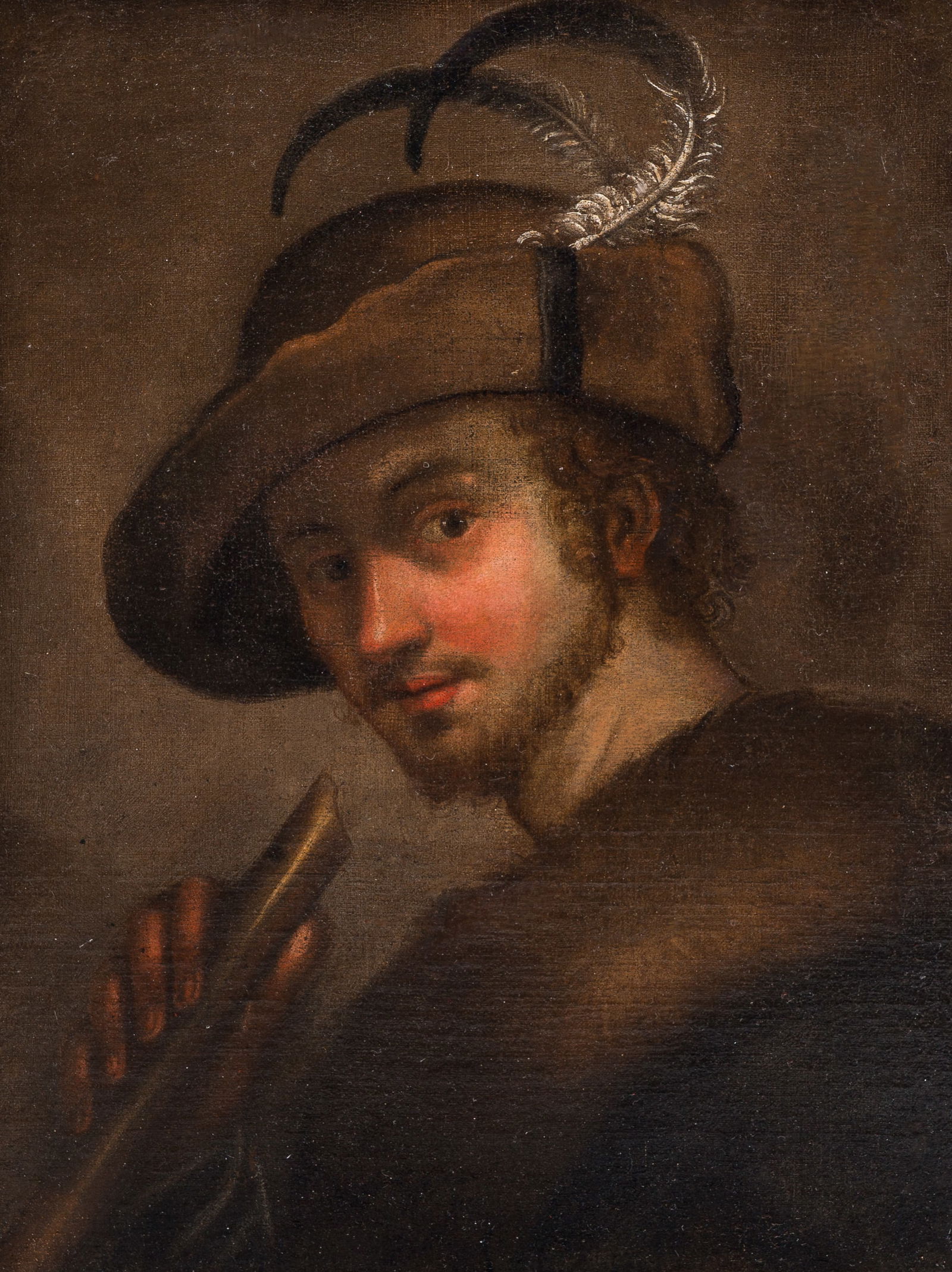 European school, follower of Sebastiano del Piombo (ca. 1485-1547): Portrait of a young man holding (1 of 3)