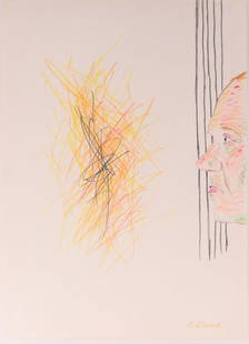 Roger Raveel (1921-2013): 'Happiness flies', pastel on paper, 1980: Roger Raveel (1921-2013): 'Happiness flies', pastel on paper, 1980 Work: 67,5 x 48,5 cm Frame: 89 x 69 cm The certificate of authenticity by Marleen De Muer, widow of Roger Raveel, is added to the lot