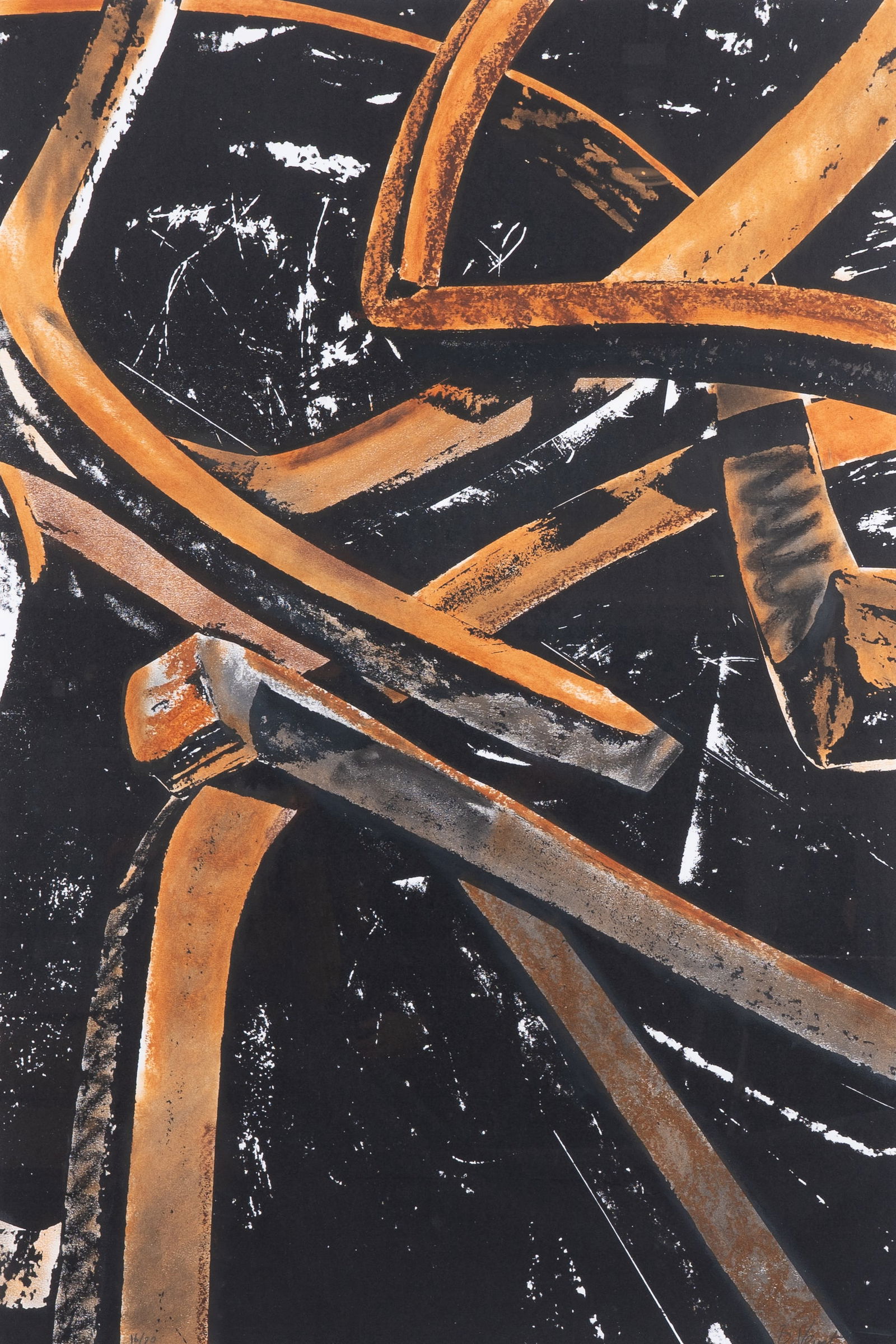 Bernar Venet (1941): 'III Combinaison aléatoire de lignes indéterminées', mixed media on paper,: Bernar Venet (1941): 'III Combinaison aléatoire de lignes indéterminées', mixed media on paper, ed. 16/20, [2022] Work: 109 x 73 cm Frame: 133 x 96 cm Part of an artist book created by the artist h