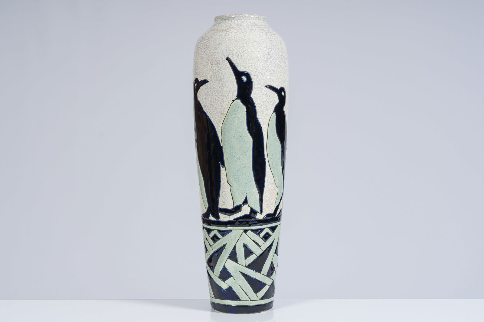 A very rare large Art Deco 'Penguin' vase, Charles Catteau for Boch Kéramis, ca. 1927 (1 of 6)