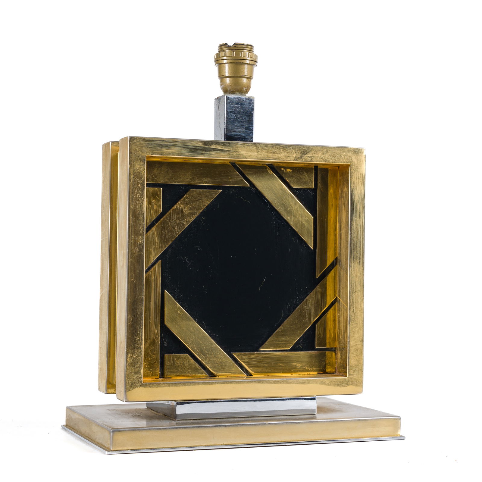 A Hollywood Regency style gilt metal and black lacquer table lamp, Romeo Rega, Italy, second (1 of 5)