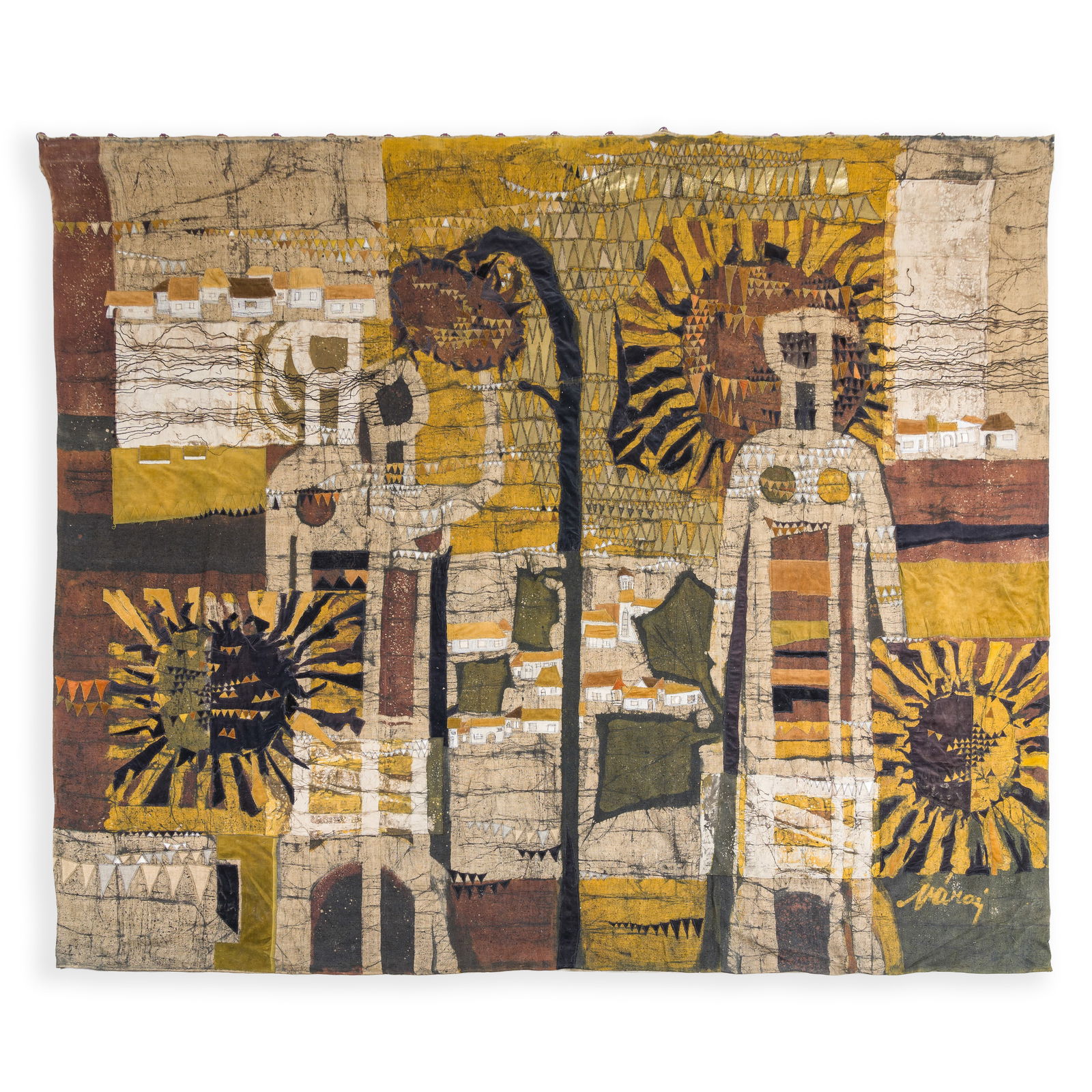 Elona Varai, Hungarian school: Wall tapestry, mixed technique on linen, 2nd half 20th C. (1 of 8)