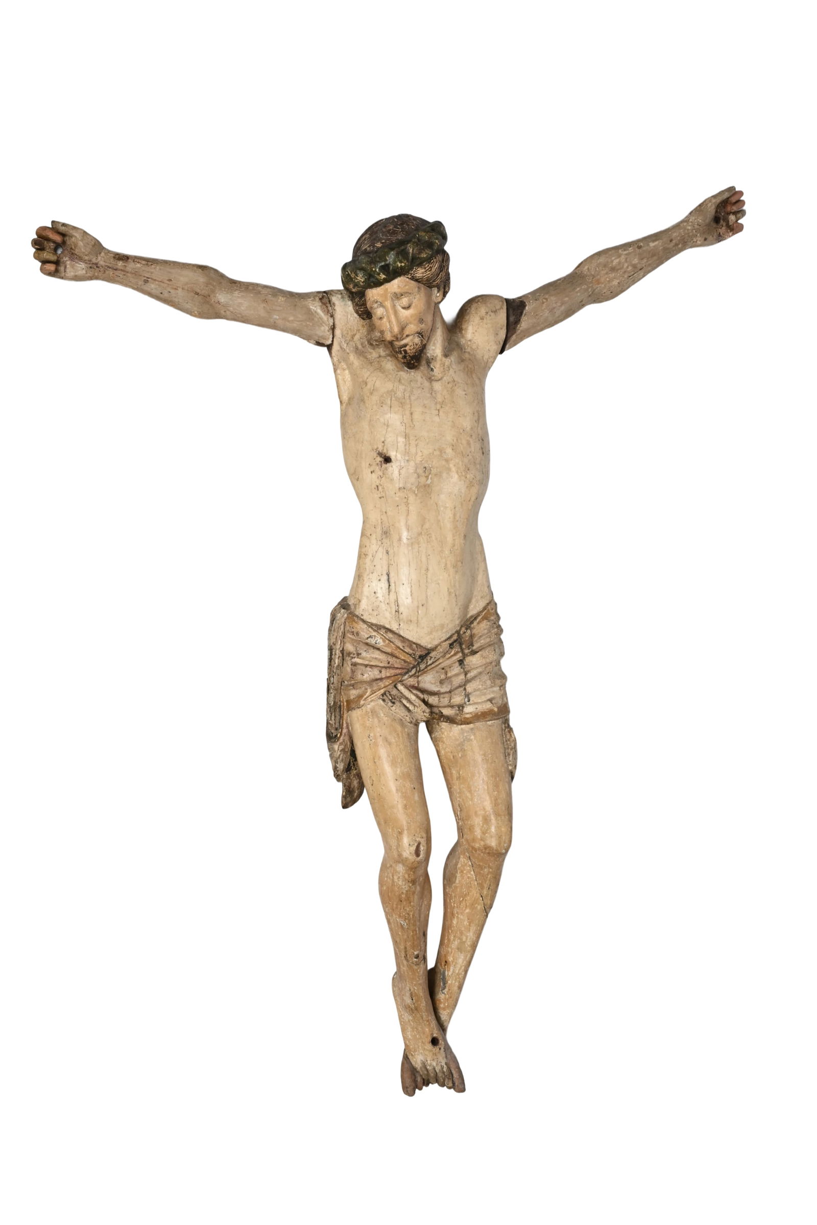 An exceptionally large polychromed wooden Corpus, Southern Europe, 16th C. (1 of 15)