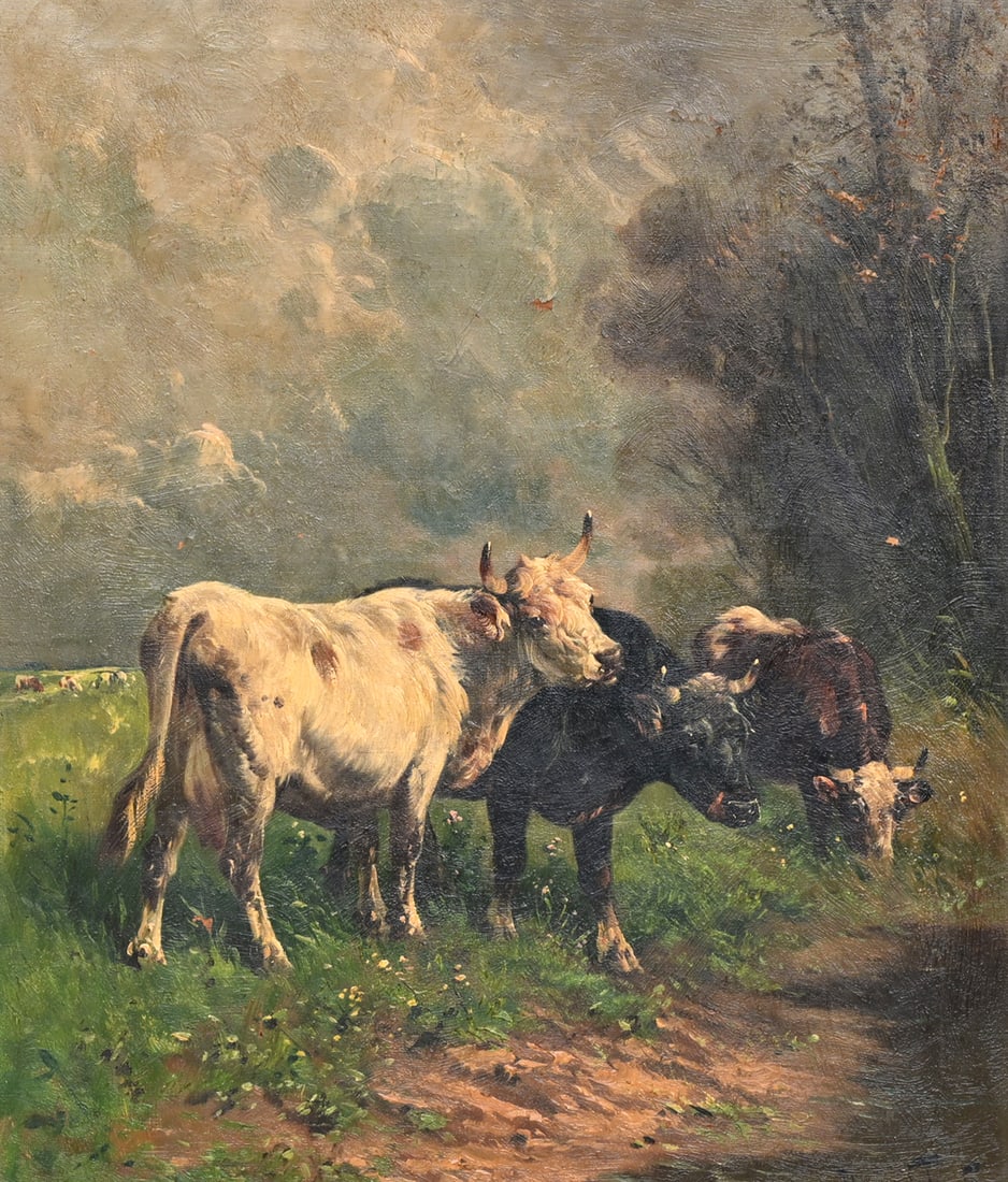Henry Schouten (1857-1927): Cows in a landscape, oil on canvas (1 of 5)