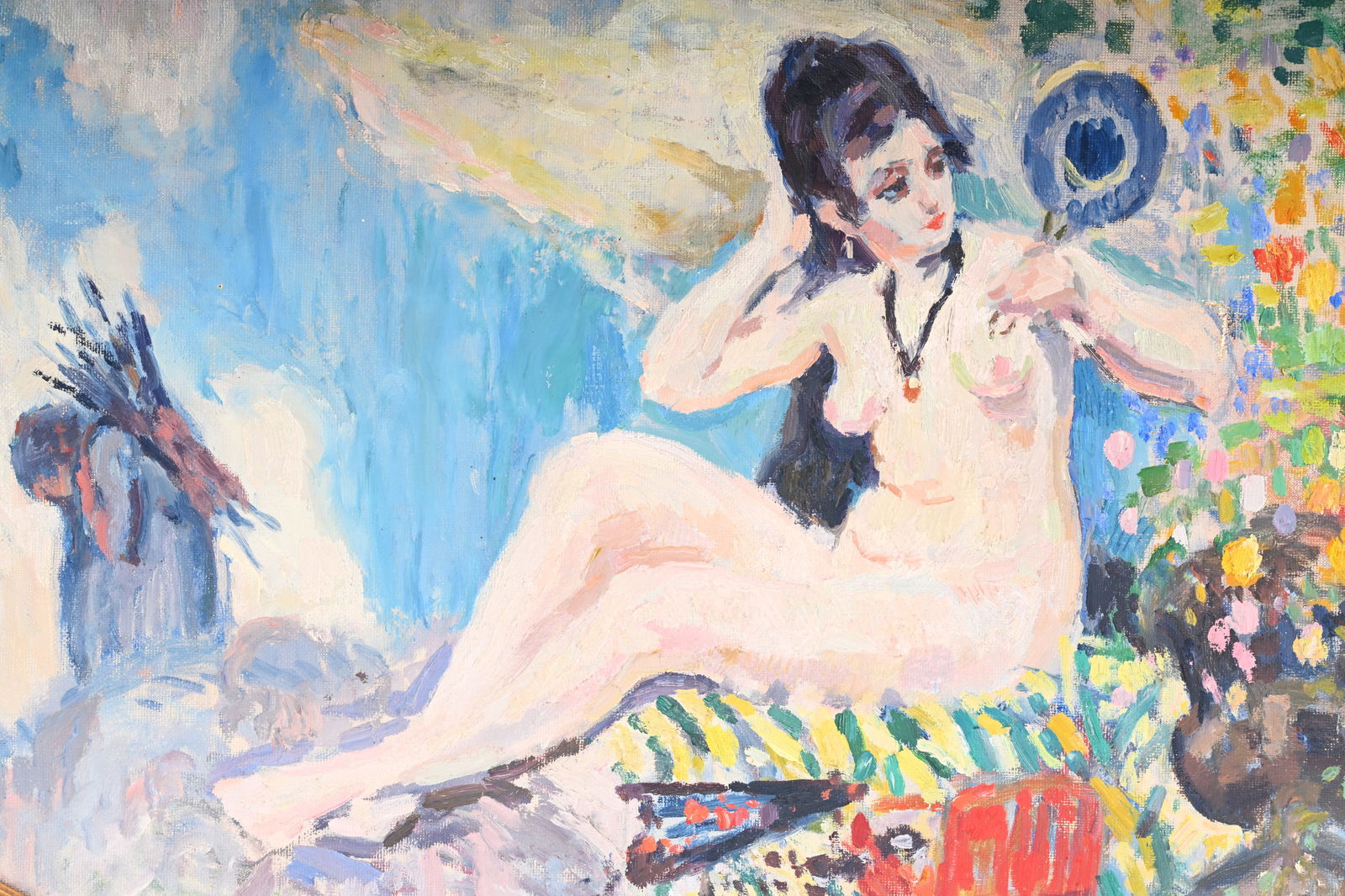 Jean Colin (1881-1961): Personification of youth and beauty, oil on canvas: Jean Colin (1881-1961): Personification of youth and beauty, oil on canvas Work: 89,5 x 53,5 cm Frame: 98,5 x 62 cm