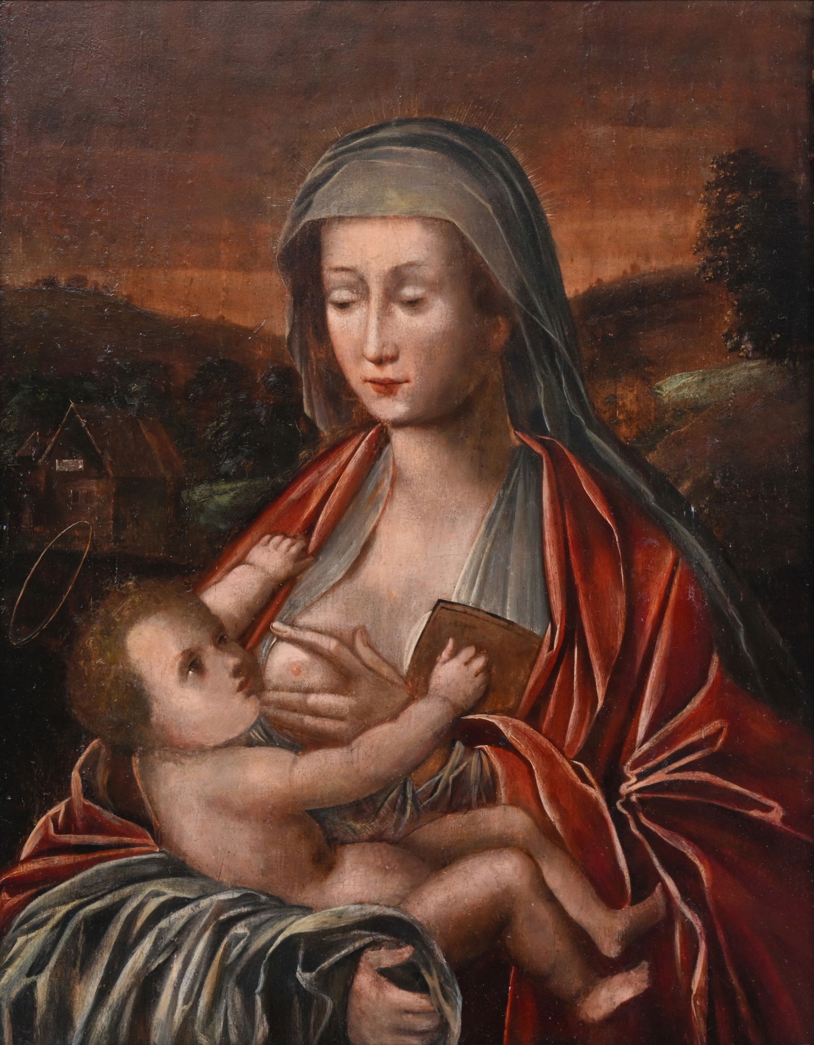 Flemish school: Madonna and Child, oil on panel, 17th C. (1 of 3)