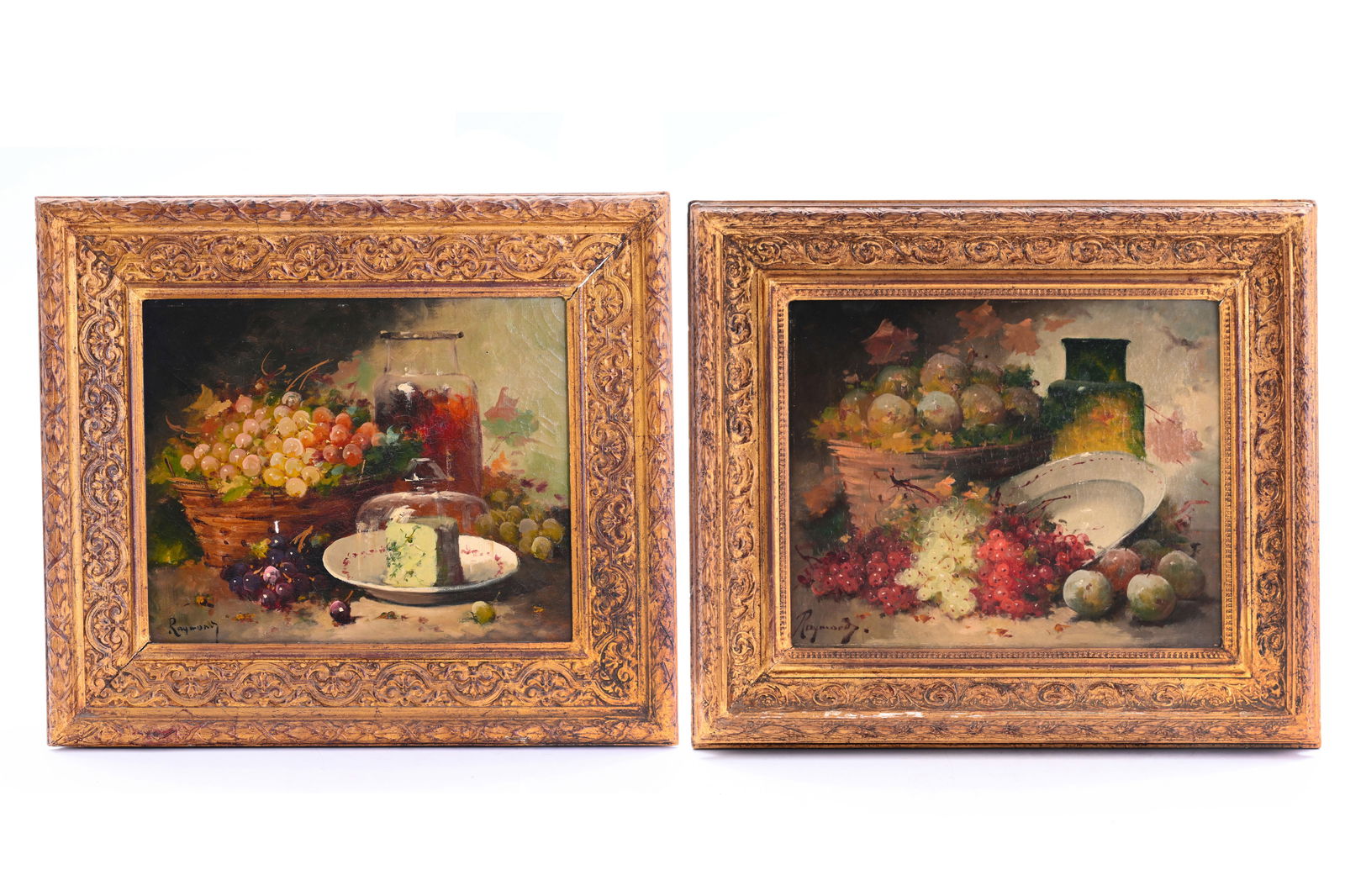 Casimir Raymond (1870-1965): Two still lifes with fruit, glass and crockery, oil on canvas (1 of 9)