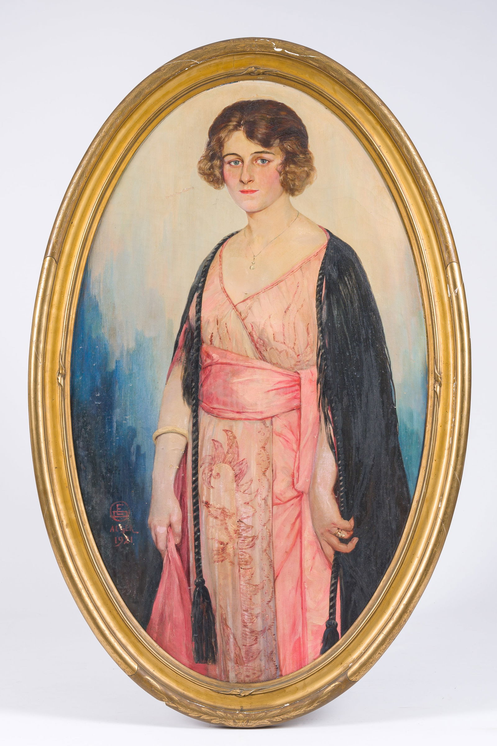 Emile Deckers (1885-1968): Portrait of Hélène van Malcote de Kessel, oil on canvas, Algiers, dated: Emile Deckers (1885-1968): Portrait of Hélène van Malcote de Kessel, oil on canvas, Algiers, dated 1921 Work: 125,5 x 74,5 cm Frame: 140,5 x 91 cm Miss Helene van Malcote de Kessel was married with