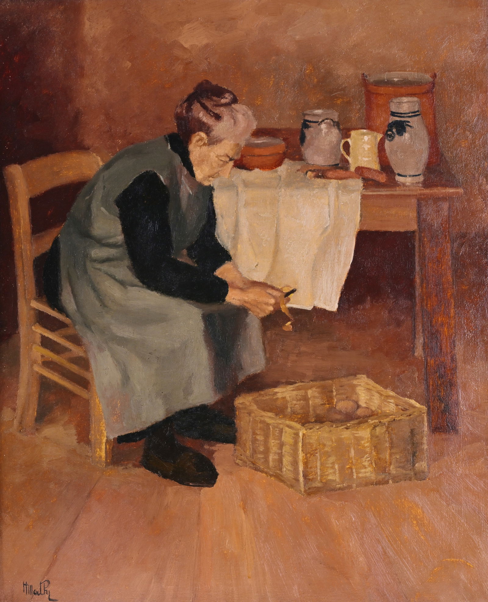 Henri Mathy (1897-1978): 'La servante', oil on canvas, dated 1942 (1 of 7)