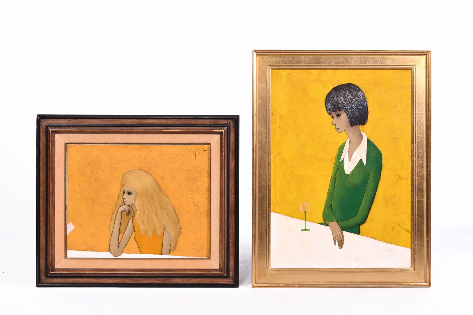 Jef Wauters (1927-2013): Two works with a lady at a table, oil on canvas (1 of 6)