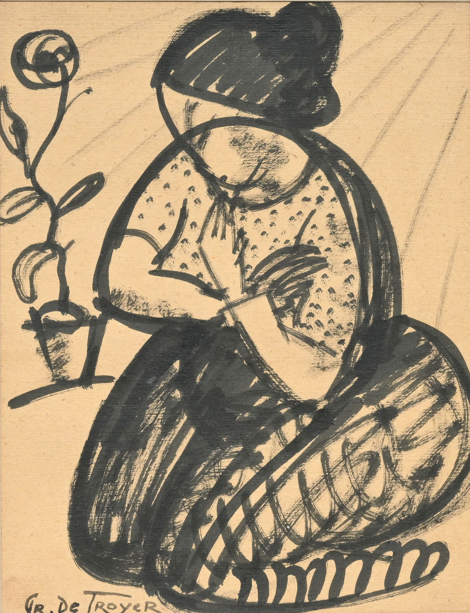 Prosper De Troyer (1880-1961): Summer feeling, ink on paper (1 of 5)