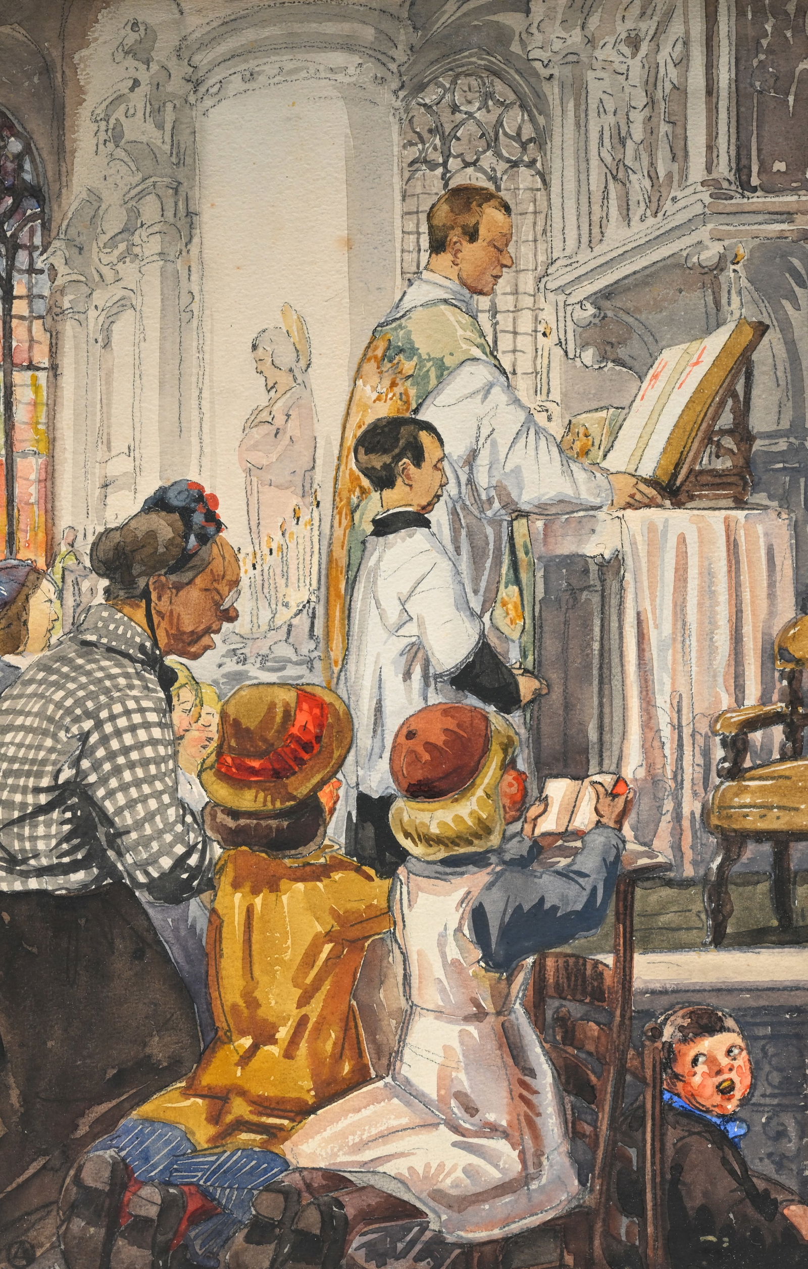 Alfred Ost (1884-1945): 'De mis', pencil and watercolour on paper, dated 1913 (1 of 7)