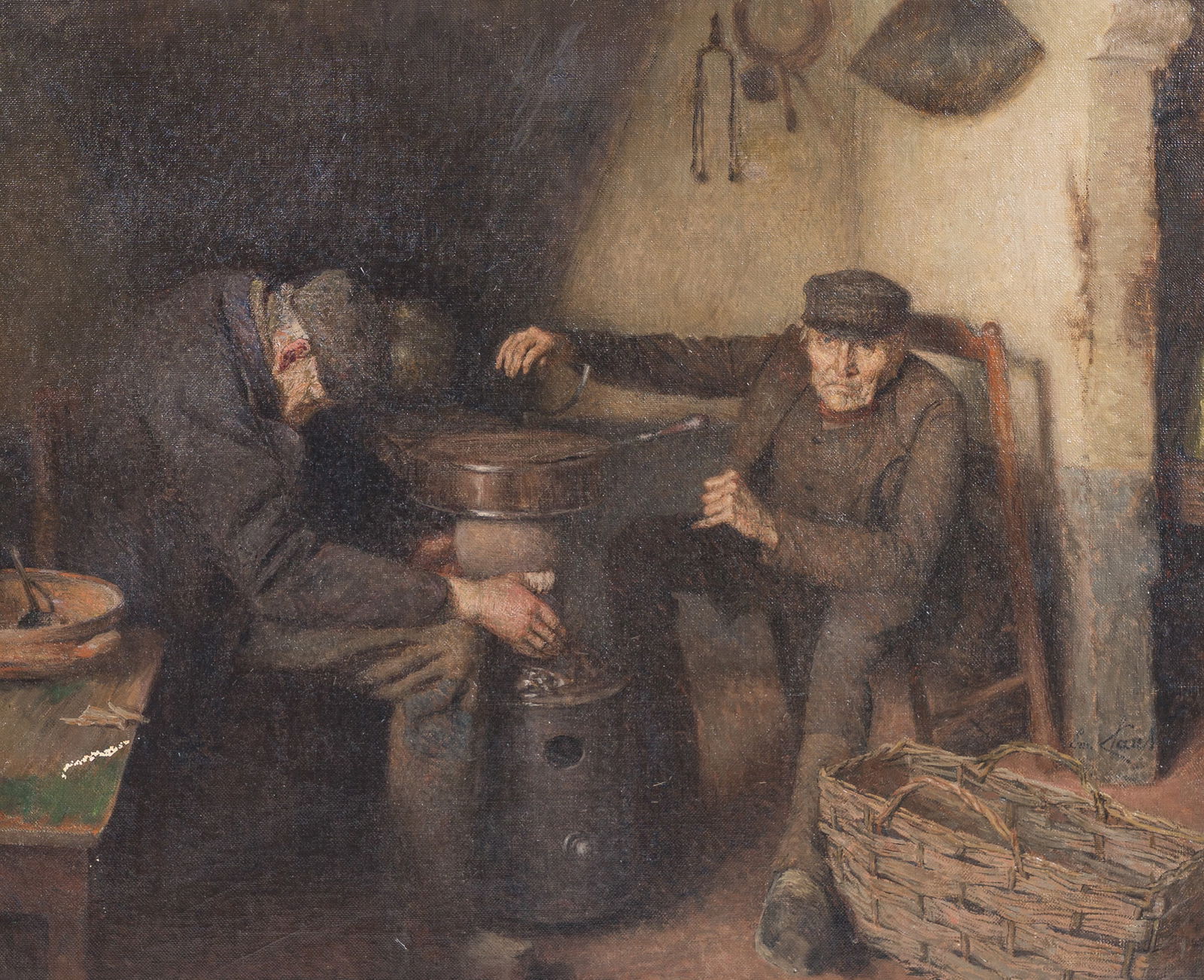 Emile Claus(1849-1924): 'Poor of the fields', oil on canvas, dated 1893-1894: Emile Claus(1849-1924): 'Poor of the fields', oil on canvas, dated 1893-1894 Work: 74 x 60 cm Frame: 101,5 x 88,5 cm Provenance: - Acquired directly from the artist, in exchange for a loan, by the gra