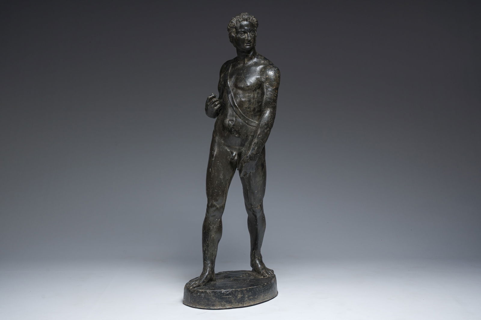A large Italian 'Grand Tour' lead sculpture of Mercury, Italy, 19th C.