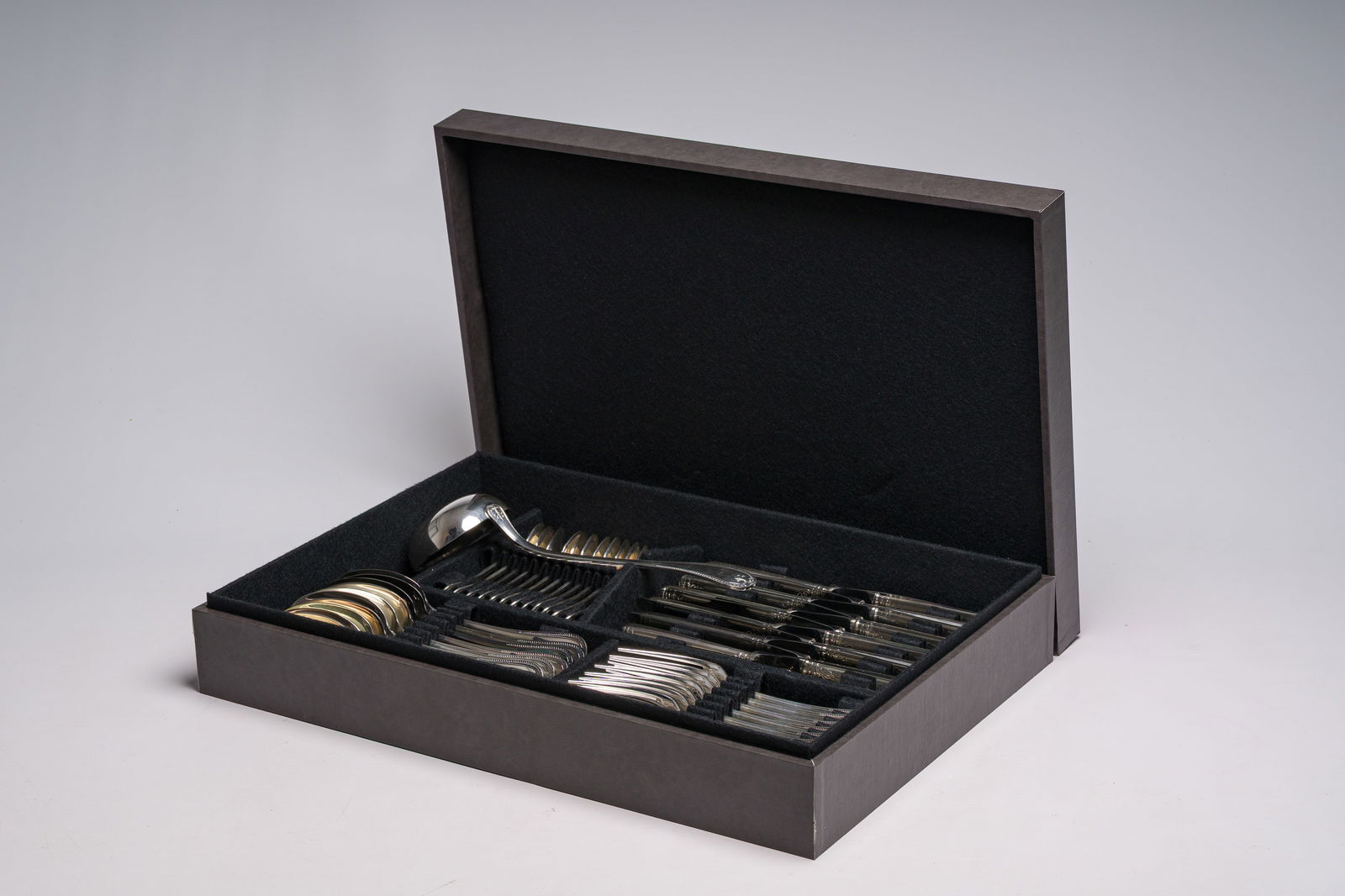 A French 49-piece silver-plated cutlery set, model Malmaison, Christofle, 20th C. (1 of 7)