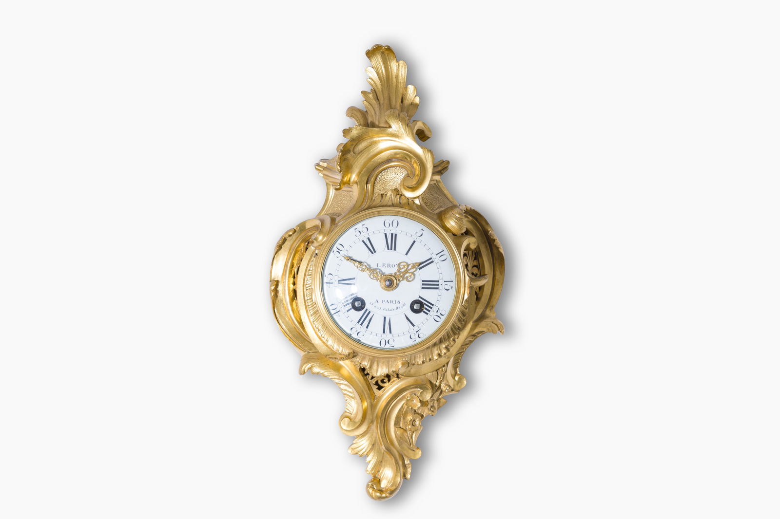 A fine French gilt bronze Louis XV style cartel clock with floral design, Leroy à Paris, 19th C. (1 of 11)