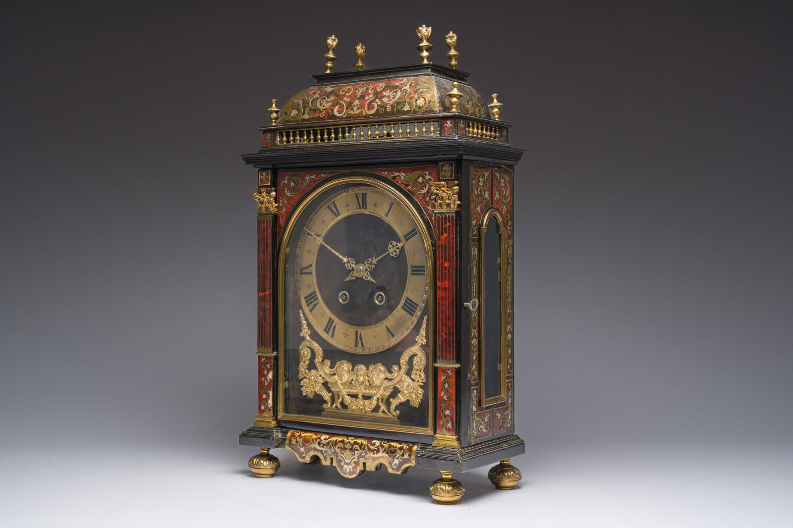 A French Louis XIV style tortoise veneer and gilt bronze Boulle clock or 'Religieuse', 19th C. (1 of 7)