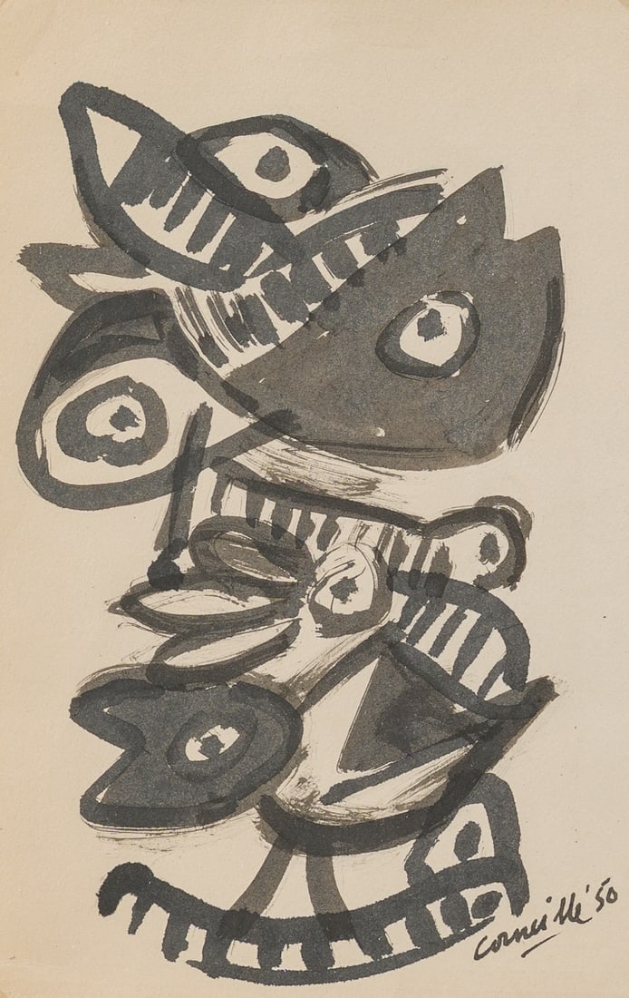 Guillaume Corneille van Beverloo (Corneille, 1922-2010): Abstract composition, ink on paper, dated (1 of 4)