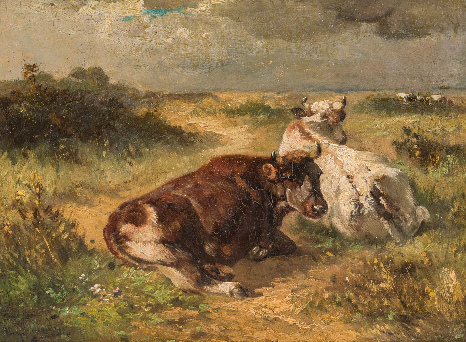 Henry Schouten (1860-1927): Cows in a landscape, oil on board (1 of 4)