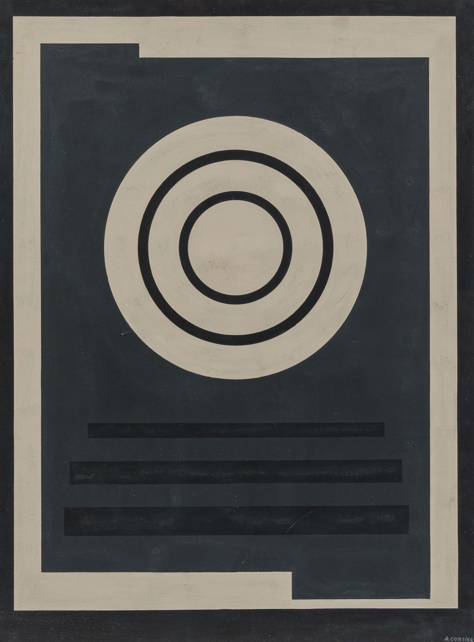 Amédée Cortier (1921-1976): Composition with circle, oil on paper (1 of 3)