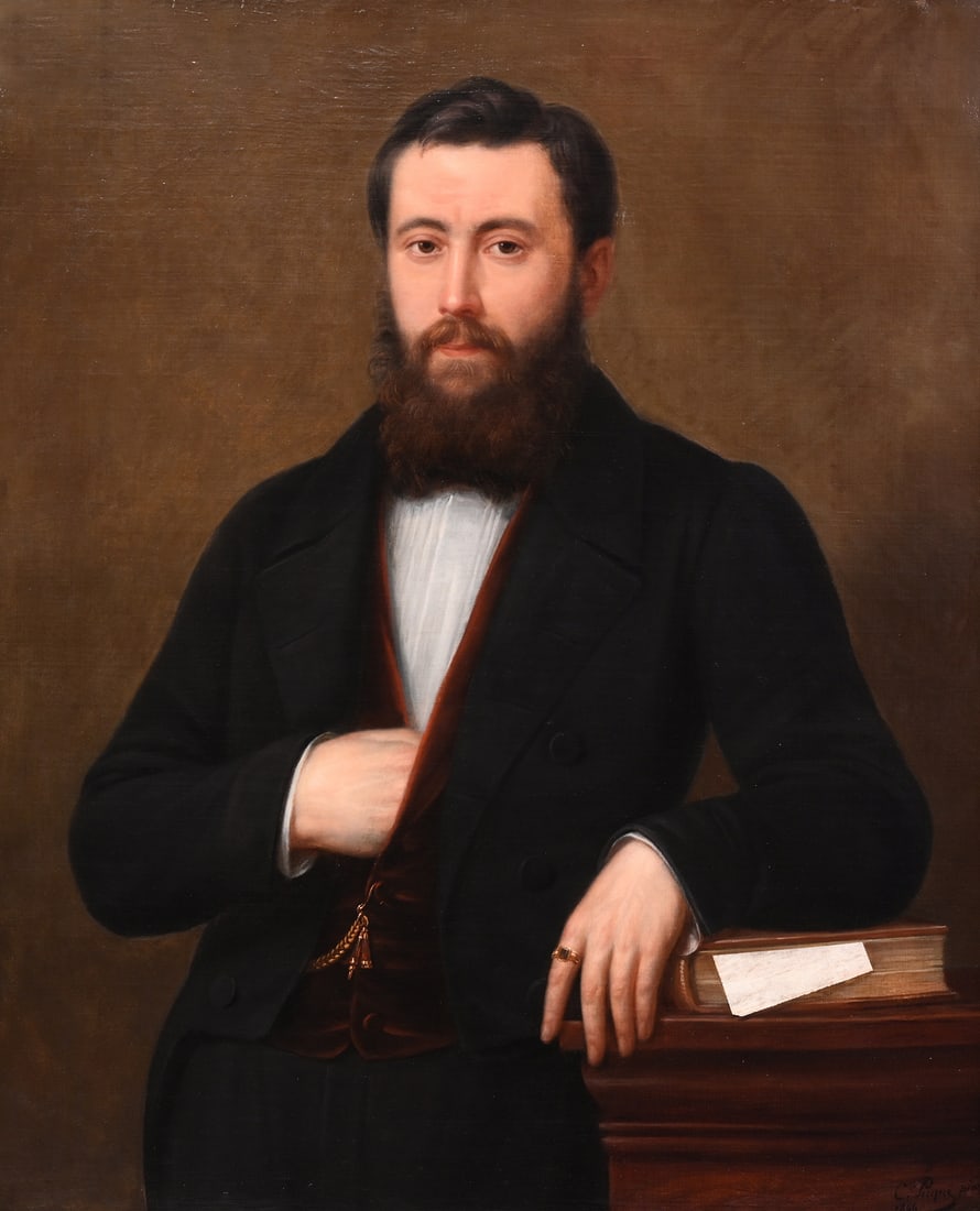 Charles Picqué (1799-1869): Portrait of a gentleman, oil on canvas, dated 1866 (1 of 6)