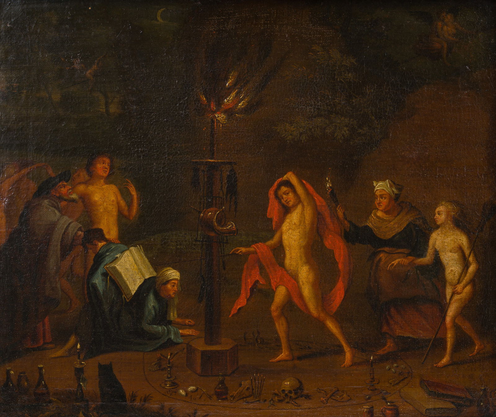 Flemish school, circle of Charles Emmanuel Biset (1633-1710): Wizards and witches by torchlight (1 of 6)