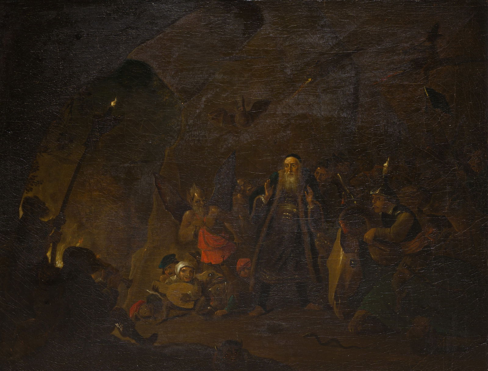 Flemish school, follower of David Teniers (1610-1690): The rich man being led to hell, oil on (1 of 6)