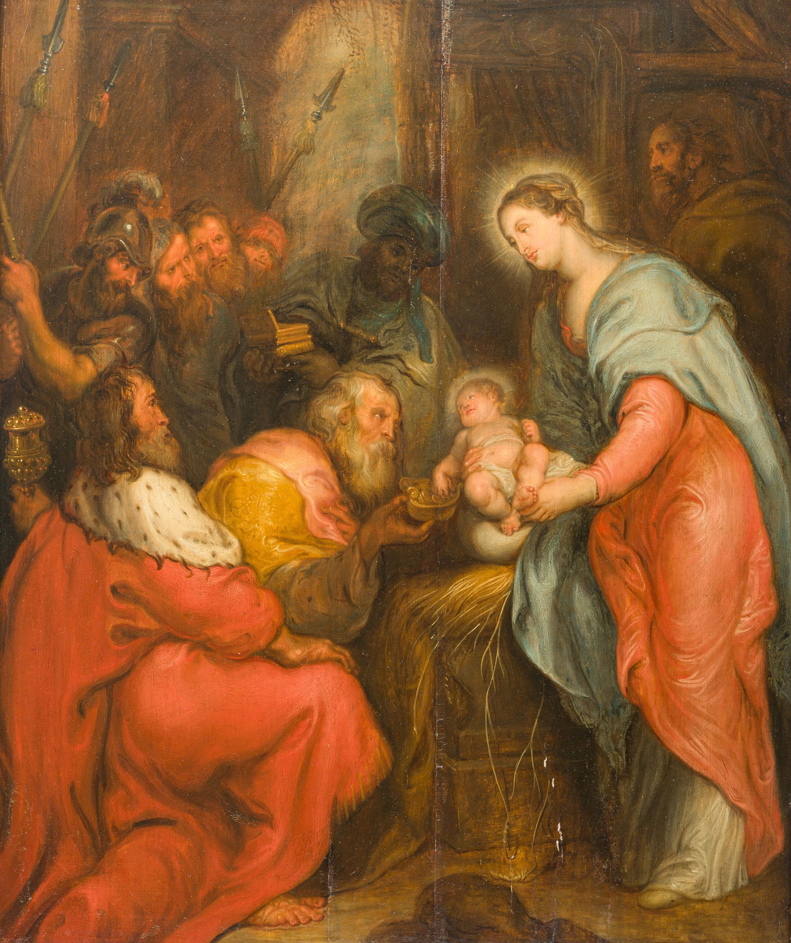 Flemish school, follower of Peter Paul Rubens (1577-1640): The adoration of the kings, oil on panel, (1 of 11)