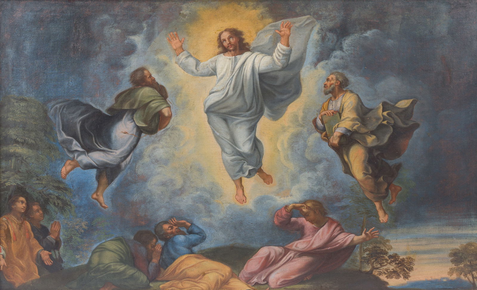French school, follower of Raphael (1483-1520): The transfiguration of Jesus, oil on canvas, 17th C. (1 of 5)