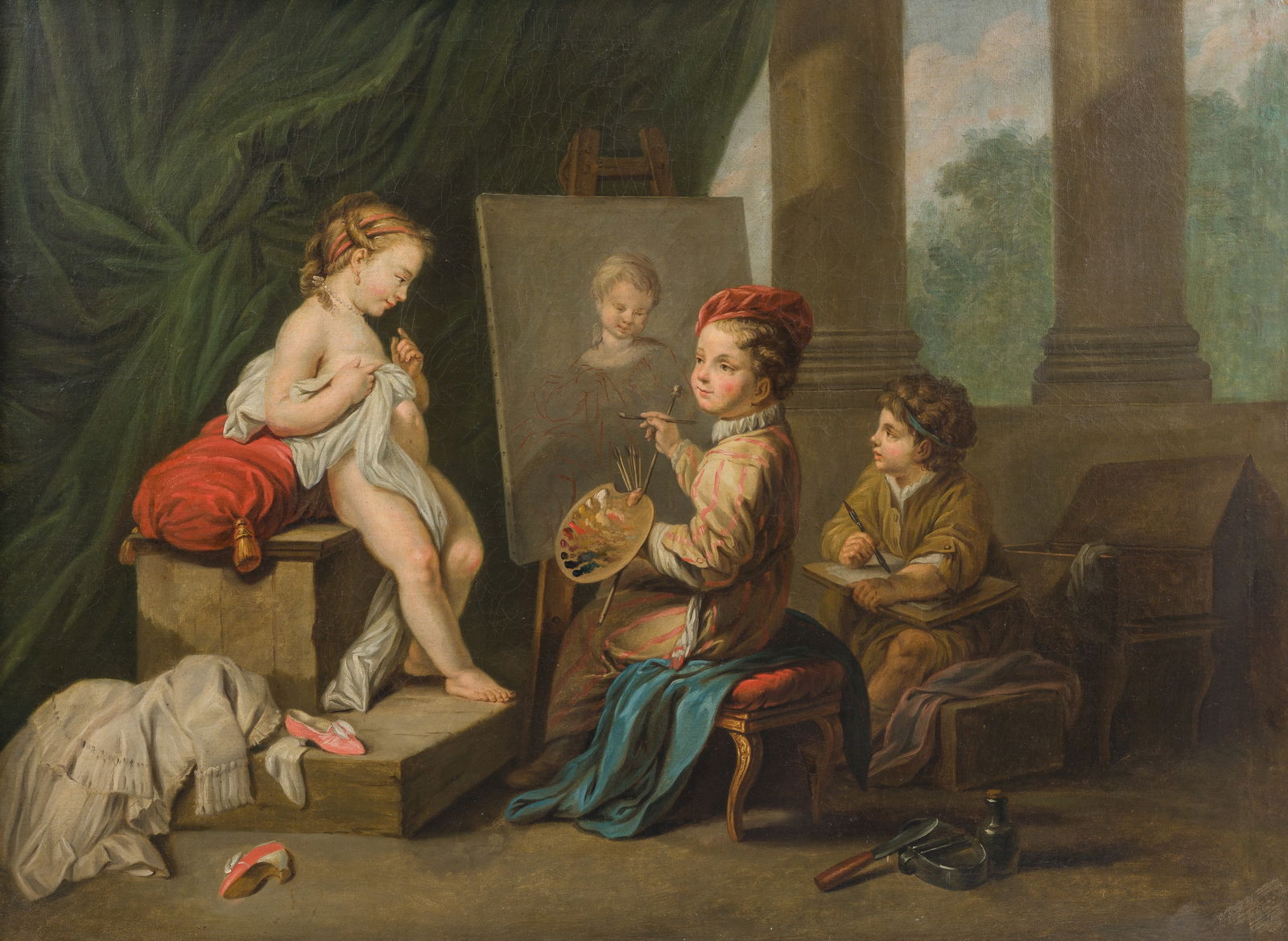 French school, follower of Charles-André (Carle) Van Loo (1705-1765): Allegory of painting, oil on (1 of 11)