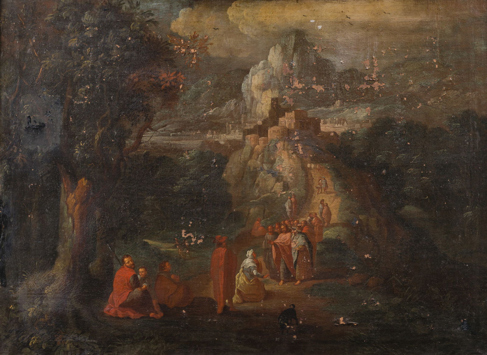 Prague School: Christ and the woman taken in adultery, oil on canvas, 17th C. (1 of 5)