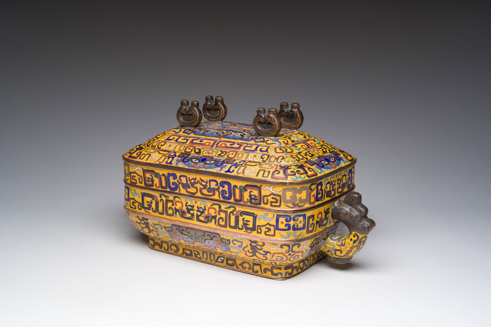 A large rectangular Chinese cloisonne box and cover, 19th C. (1 of 8)