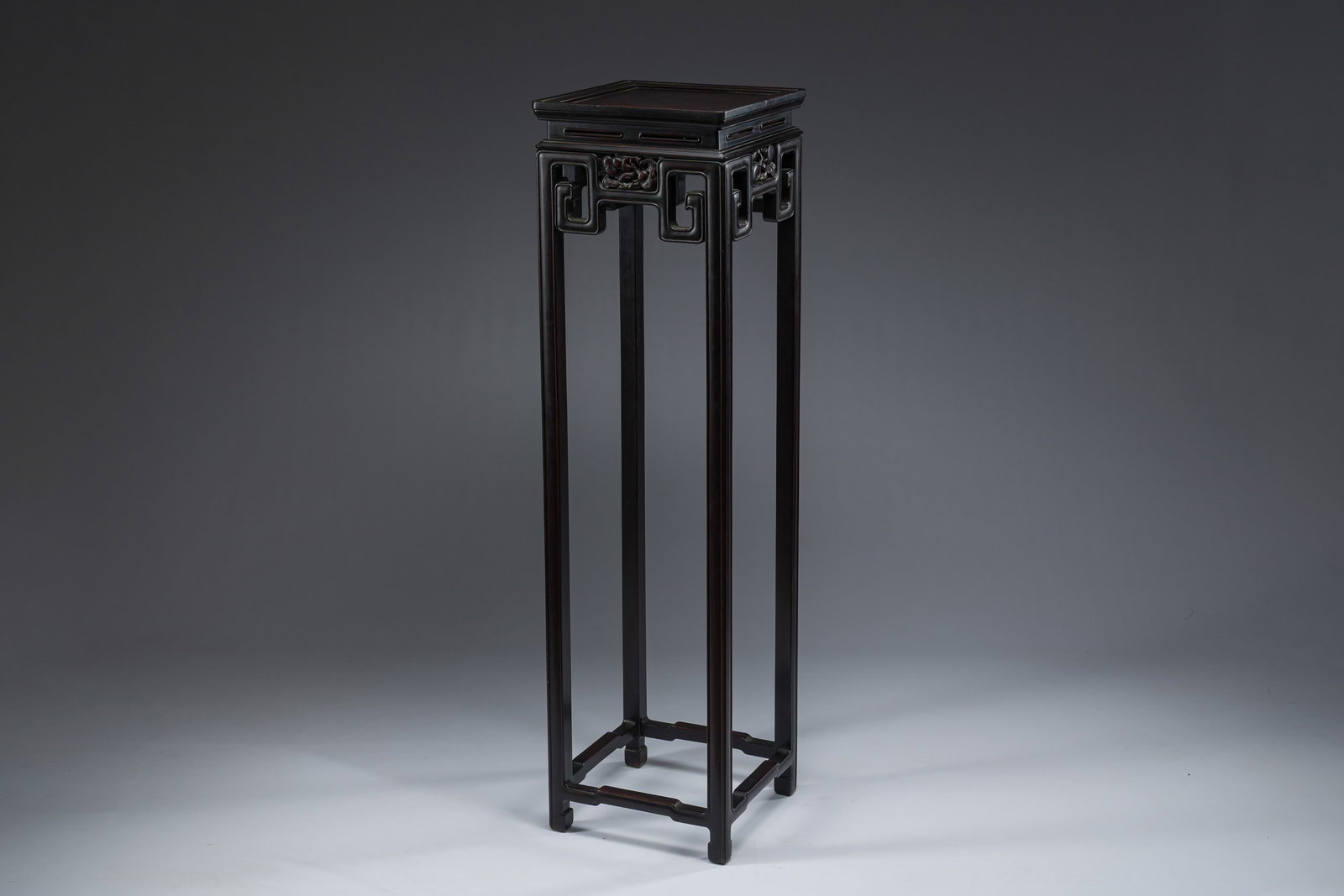 A tall square Chinese wooden stand, 19th C. (1 of 12)