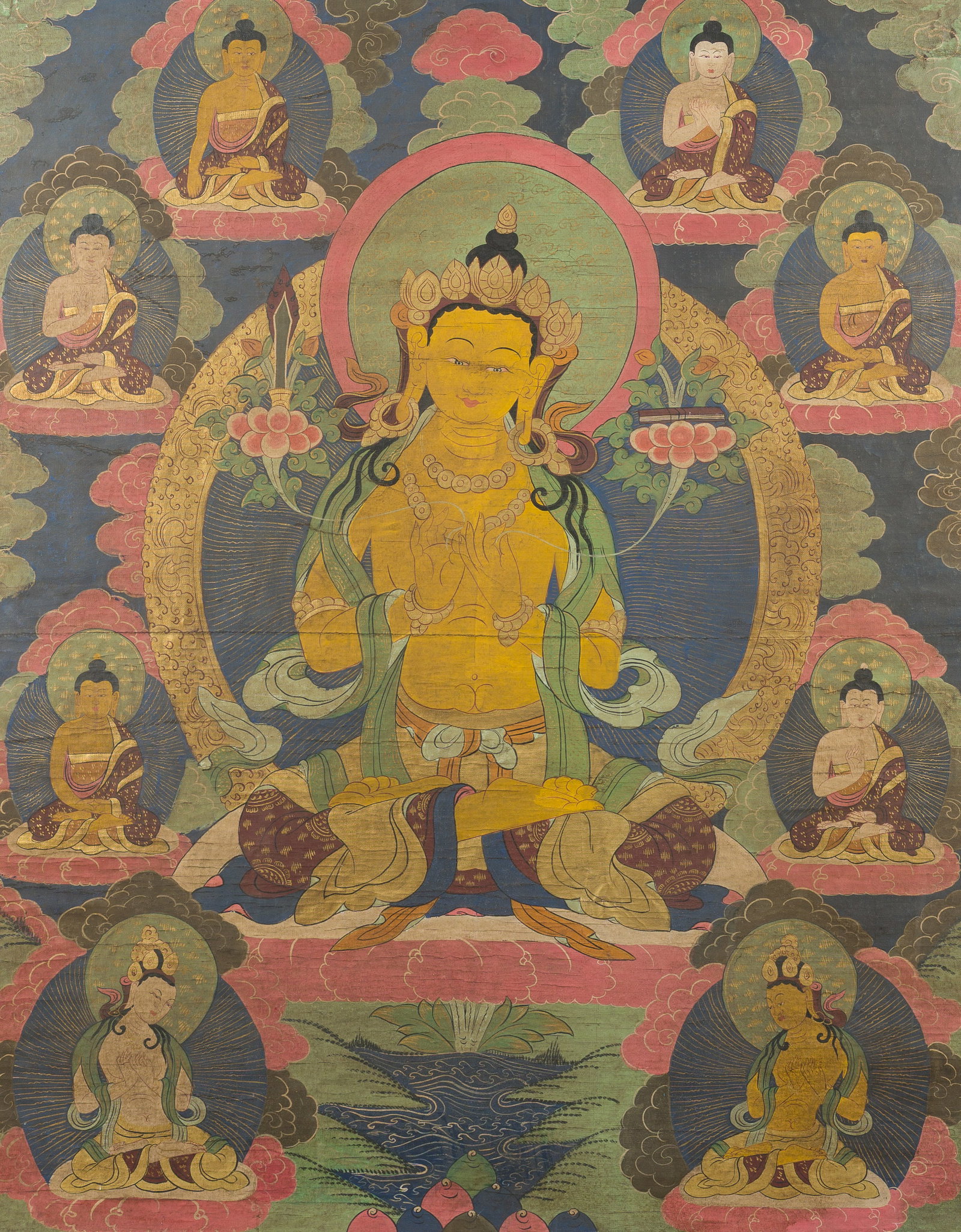 A large Tibetan 'Manjusri' thangka, 19th C. (1 of 9)