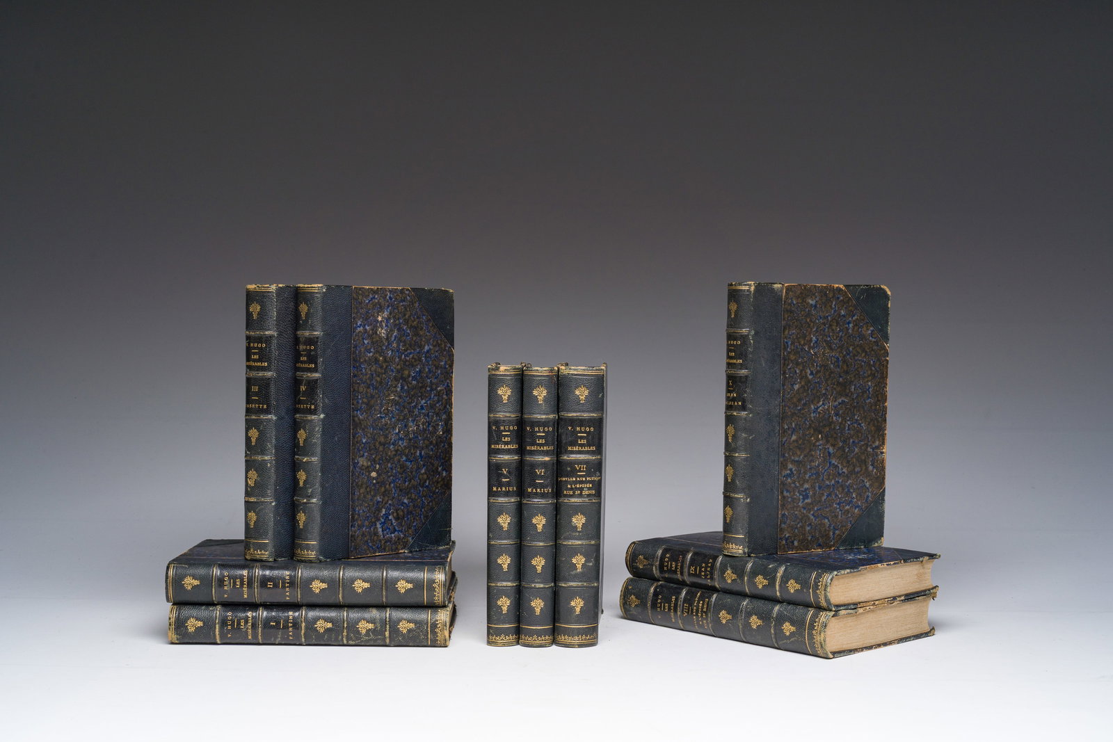 Victor Hugo (1802-1885): Les Miserables, Brussels, Lacroix, Verboeckhoven and Cie, 1862, 10 vols.: Victor Hugo (1802-1885): Les Miserables, Brussels, Lacroix, Verboeckhoven and Cie, 1862, 10 vols. 12mo. Gilt spine with five raised bands.First edition, published in Belgium a few days before the Fren